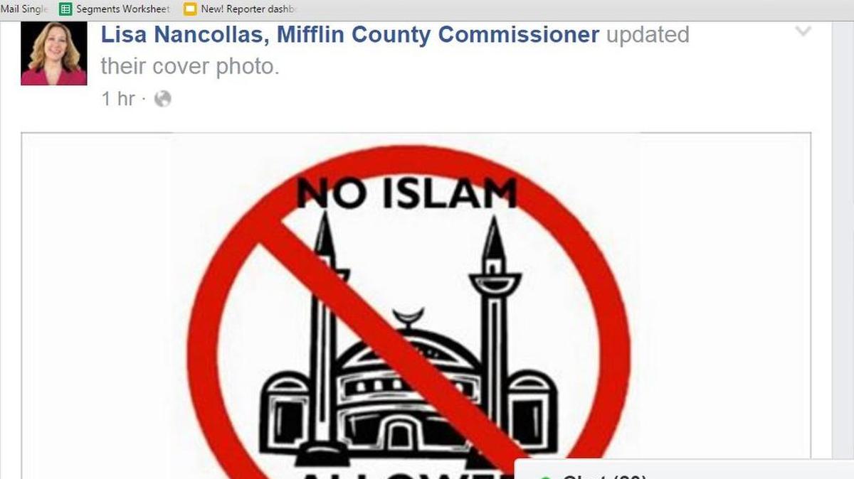 This is a screen grab of Mifflin County Commissioner Lisa Nancollas’ Facebook page on Saturday.