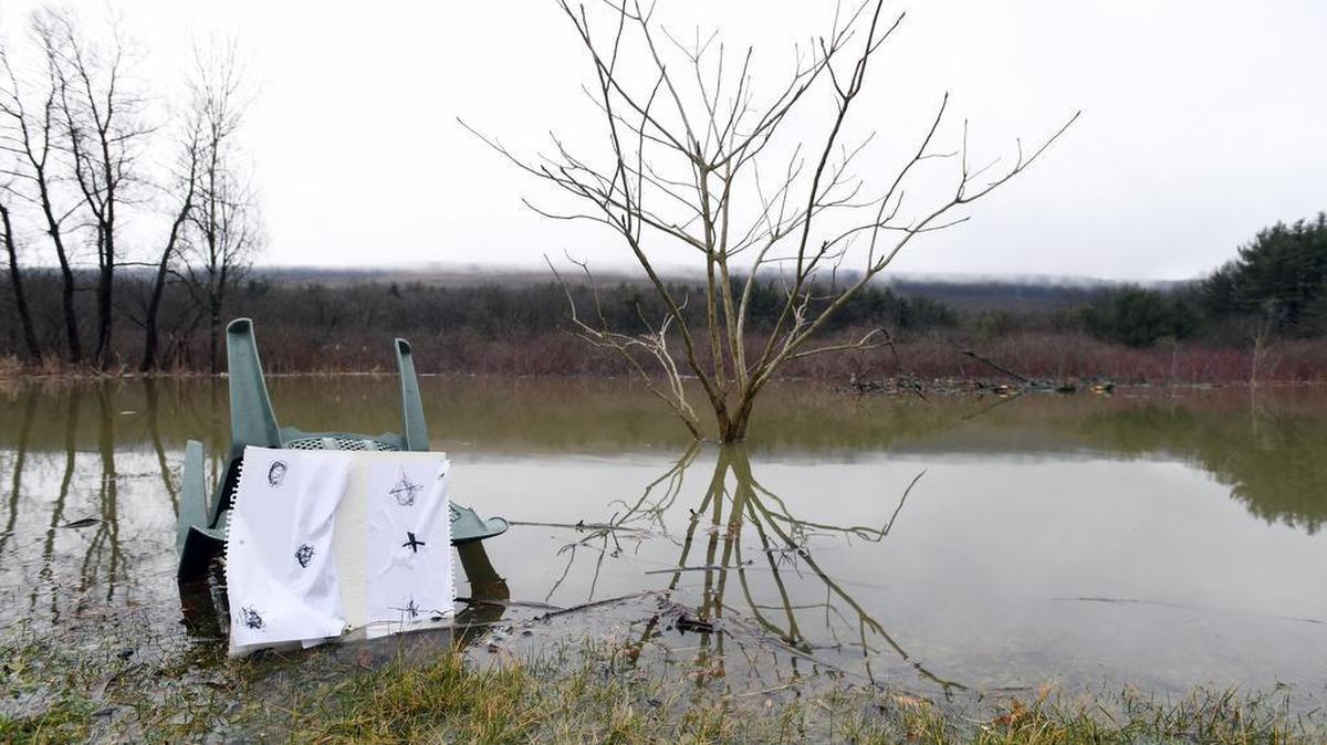 About 3-4 feet of water can be seen at 12455 S. Eagle Valley Road in Snyder Township on Sunday.