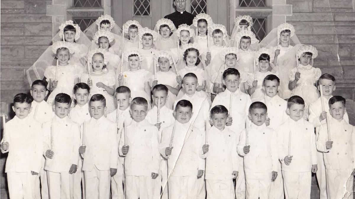 Pictured is the St. John’s First Communion class from 1955.