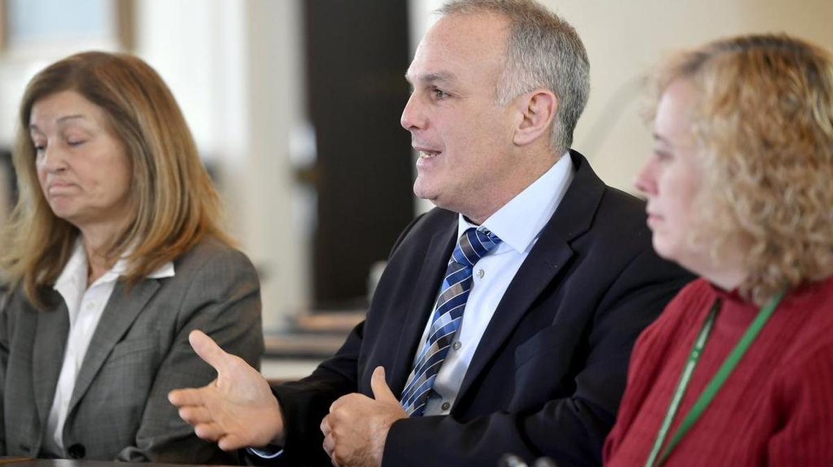 Centre County District Attorney Bernie Cantorna talks about the importance of the Centre County drug court during a press conference in January at the Centre County Courthouse in Bellefonte.