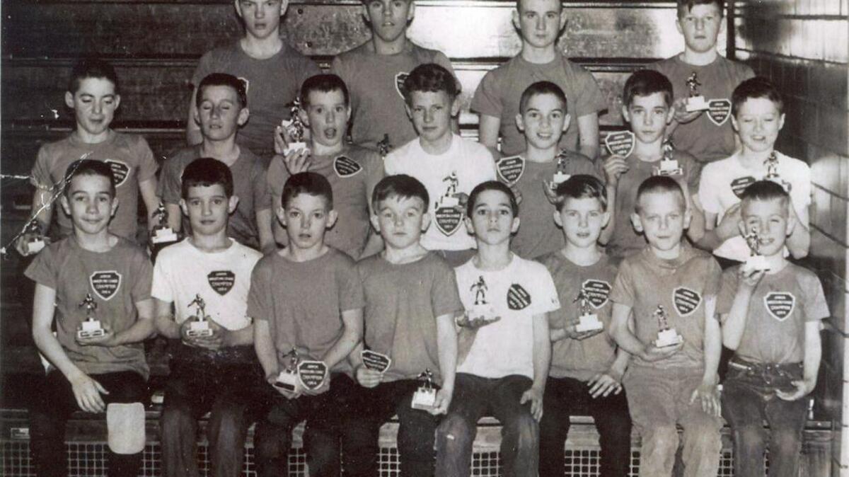 Pictured are the 1963-64 elementary and junior high wrestling champs, from Bellefonte.