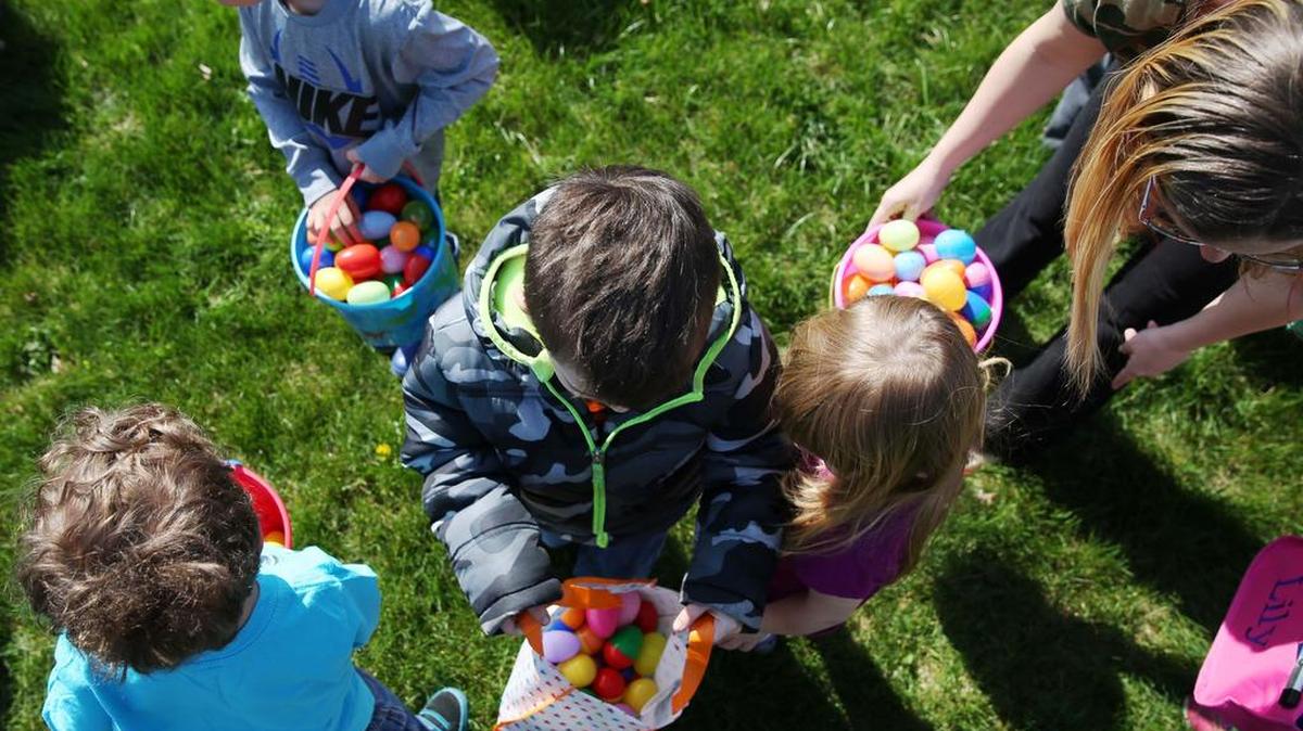 About 280 kids hunted for about 10,000 eggs on Saturday at the Pleasant Gap Fire Company field.