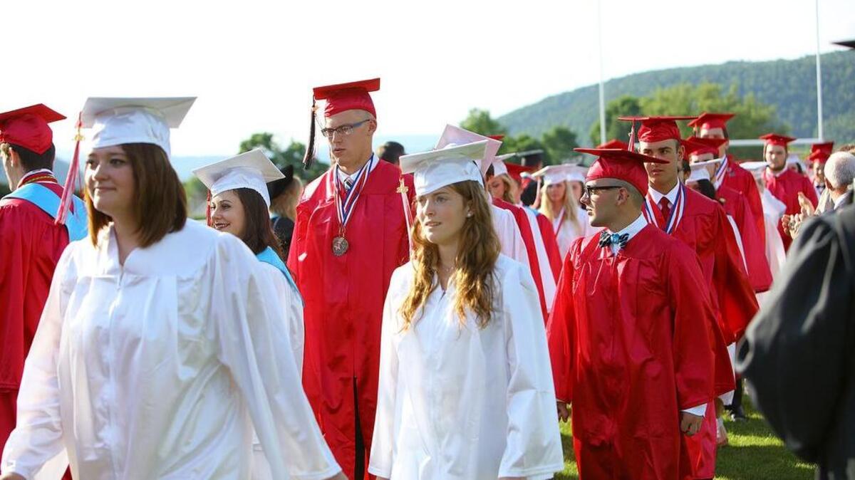 The Bellefonte Area High School Class of 2016 enters Rogers Stadium on Friday night for commencement ceremonies. There were 181 graduates as the high school held its first outdoor graduation in four years.