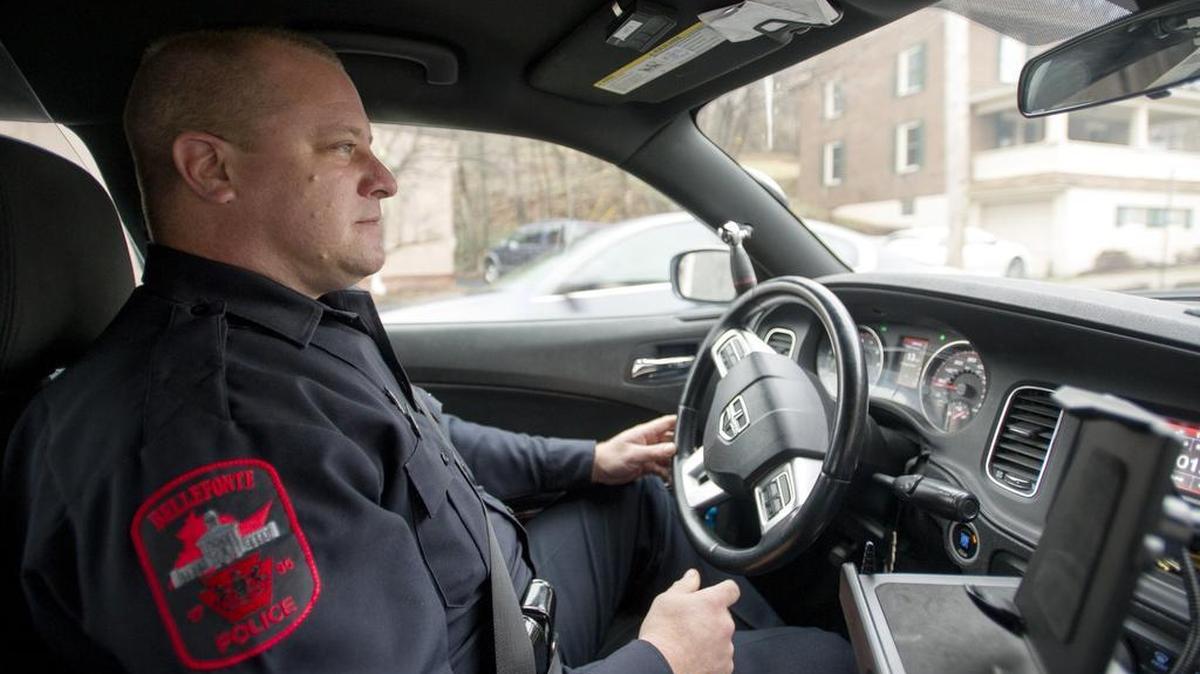 Bellefonte police officer Matt Rickard drives through Bellefonte on Saturday, January 9 2016.
