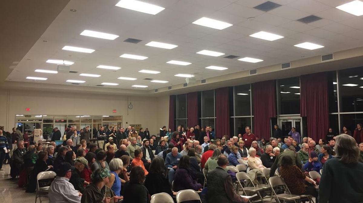 Community members attended the “Say No to Nestle” public forum Wednesday at the Central Pennsylvania Institute of Science and Technology.