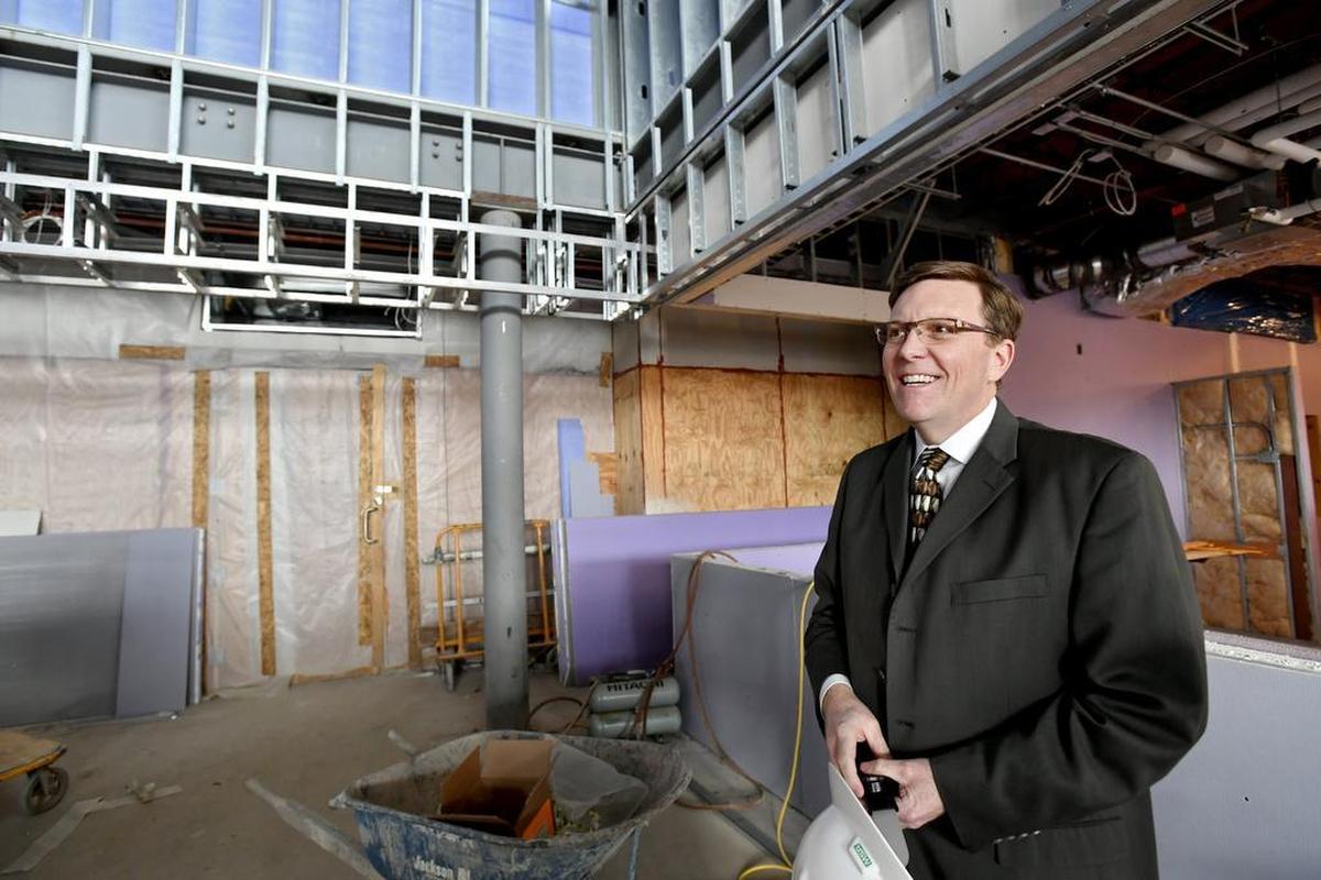 Superintendent Brian Griffith tours renovations at Penns Valley’s high school in this 2018 file photo.