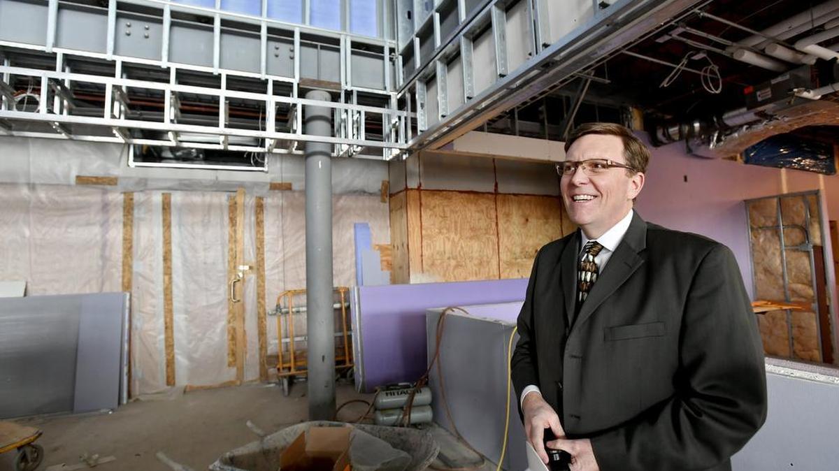 Superintendent Brian Griffith tours renovations at Penns Valley’s high school in this 2018 file photo.