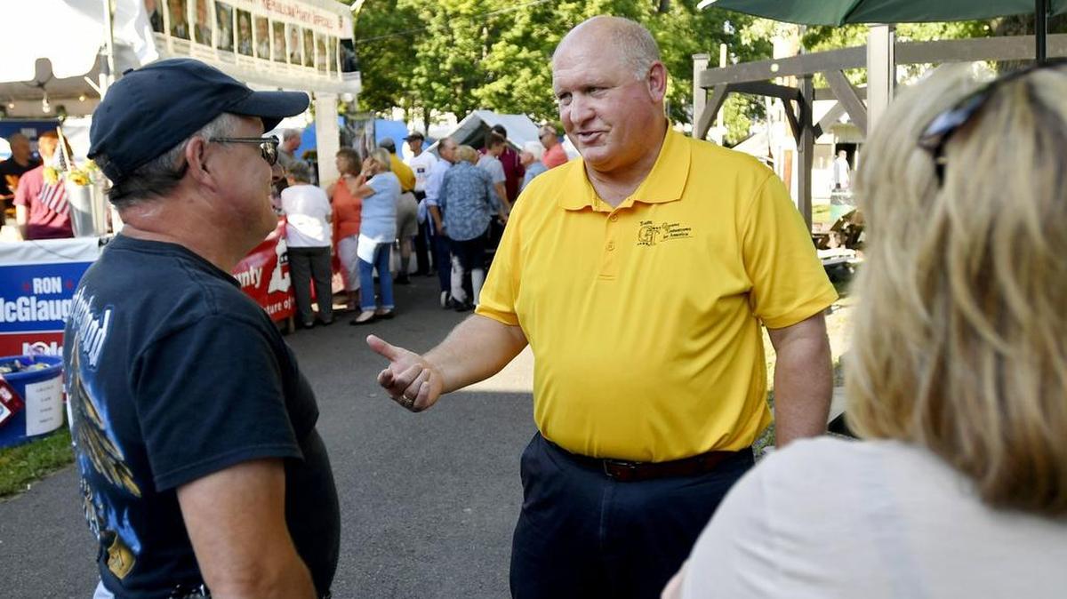 U.S. Rep. Glenn Thompson, R-Howard Township, talks with constituents at the Centre County Grange Encampment and Fair on Wednesday, August 23, 2017.