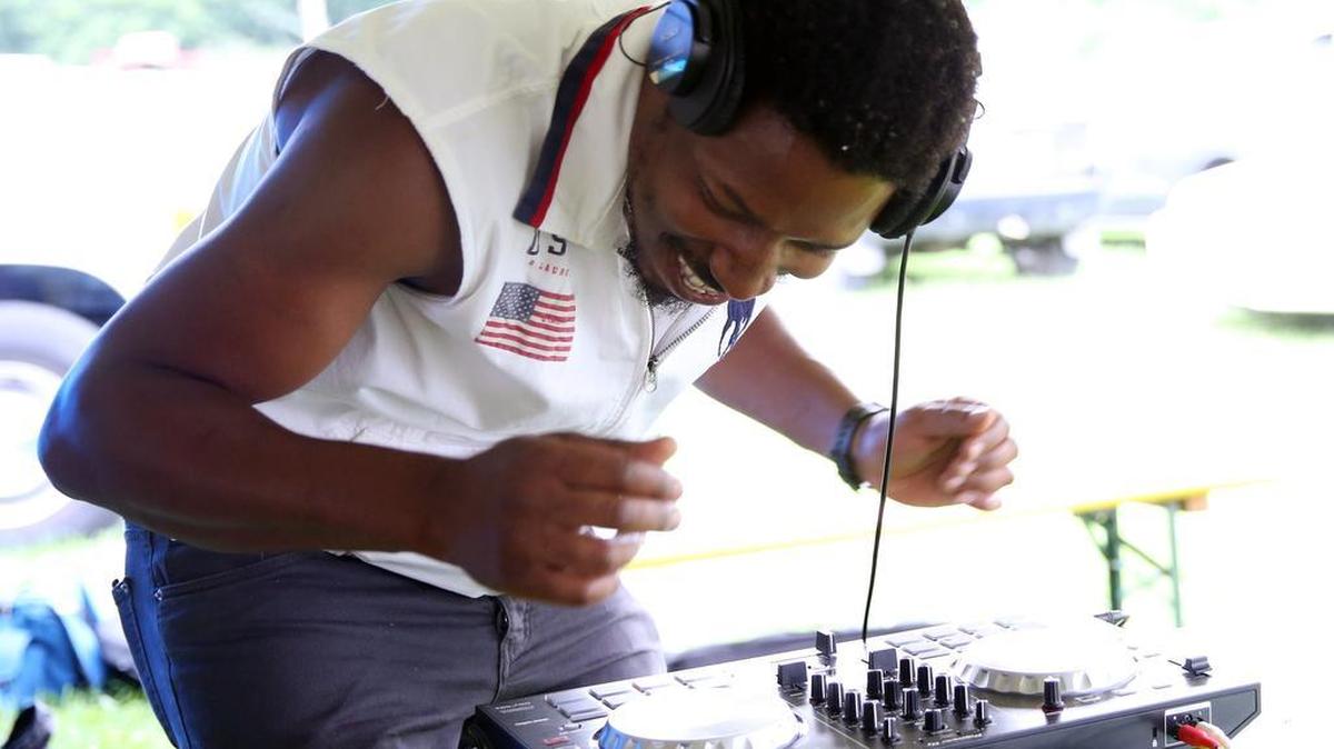 Count Bass D performs his DJ set during Elk-Ha Fest Sunday at the Millheim Fire Co. grounds.