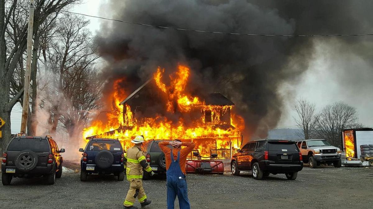 Firefighters responded to a house fire Monday afternoon on the 1700 block of Black Moshannon Road in Rush Township.