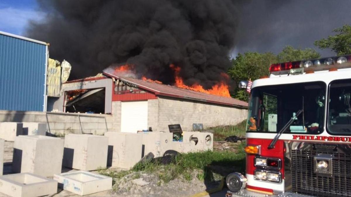 Firefighters respond to a blaze Monday in Boggs Township, Clearfield County.