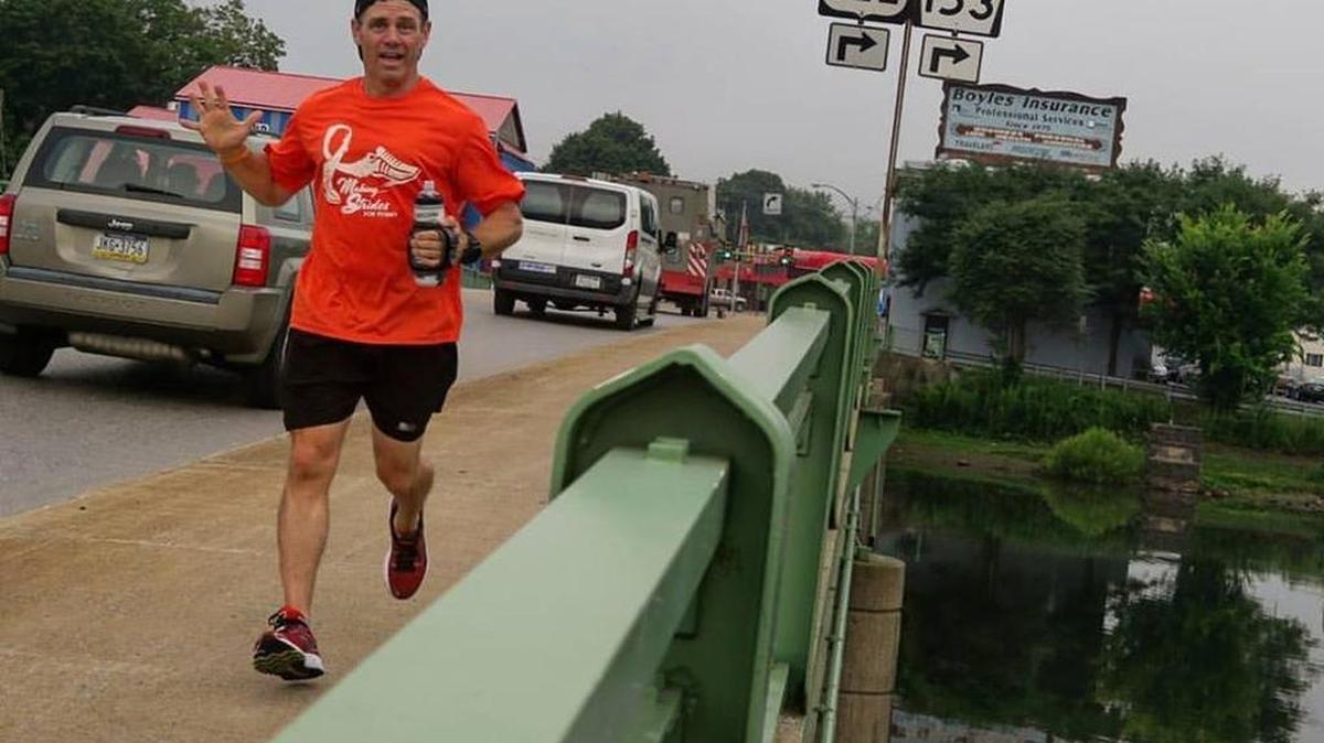 Curt Ehrlinger, of Dubucque, Iowa, is running through central Pennsylvania for MS Runs the U.S. Ehrlinger was in Philipsburg on Monday and will be in Bellefonte on Tuesday.