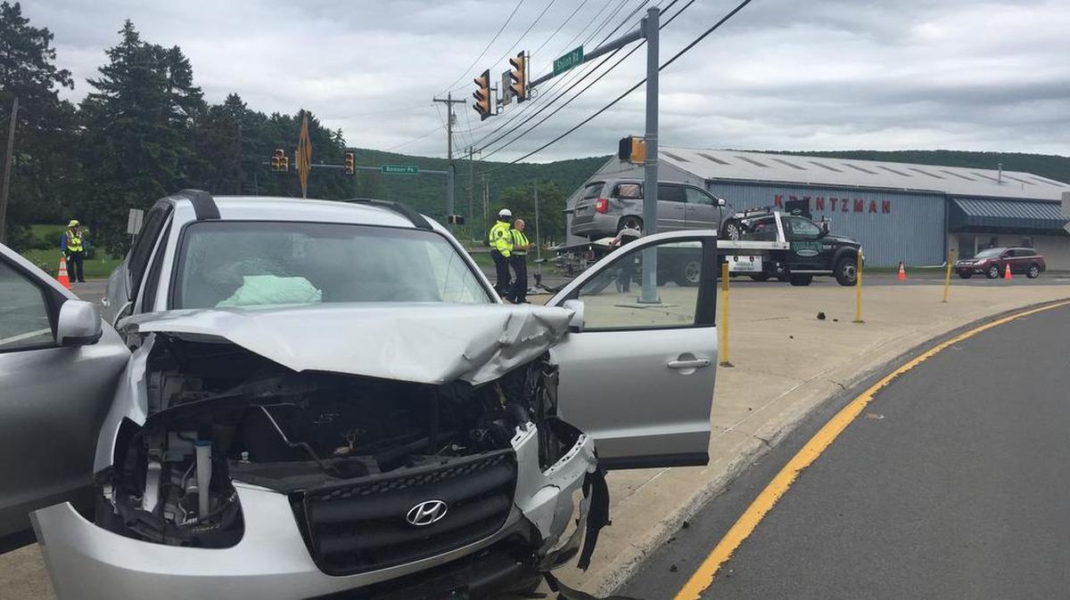 State College police responded to a two-vehicle crash at the intersection of Benner Pike and Shiloh Road on Sunday.
