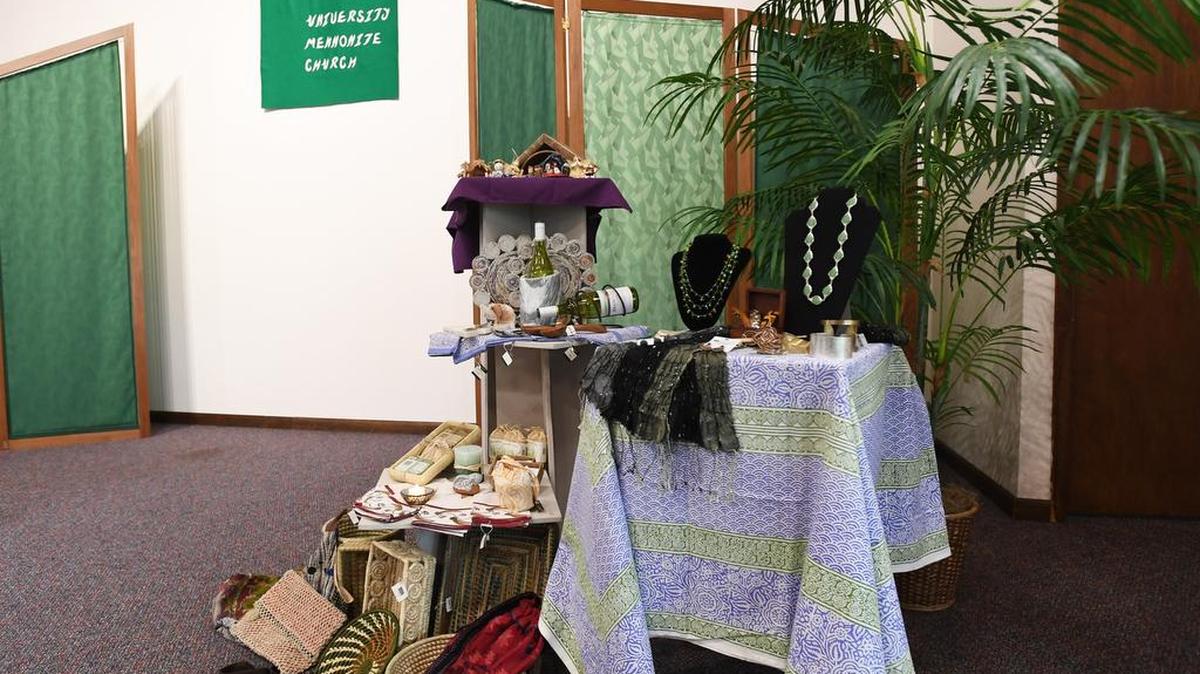 Products sold at the Ten Thousand Villages of Central Pa. International Craft Fair include jewelry, linens, woven baskets, ornaments and soaps made by artisans across the globe.