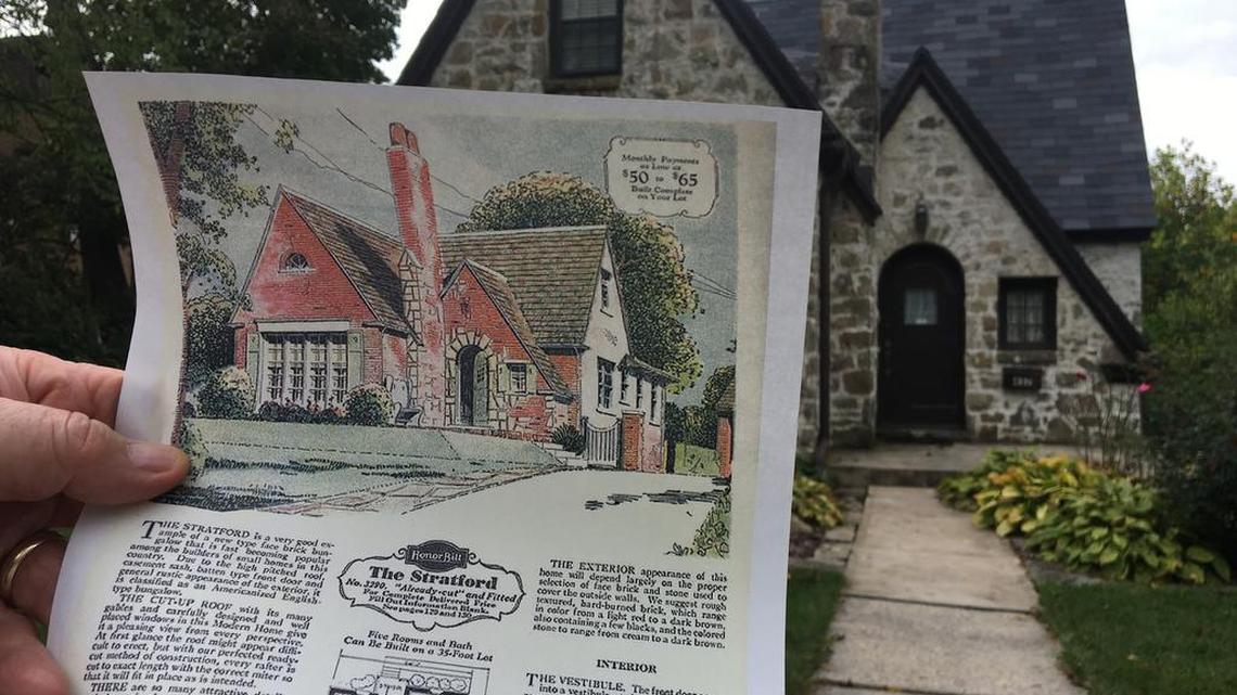Jim and Susan Shincovich hold a magazine advertisement for a Sears home on East Fairmount Avenue.