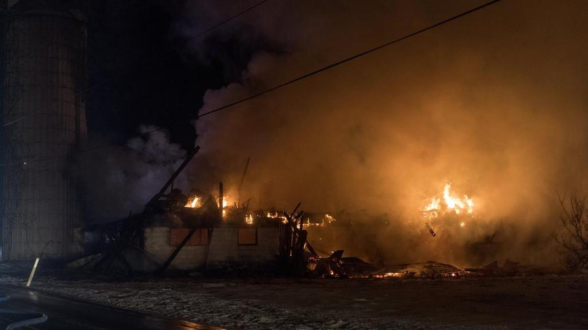 Alpha and Boalsburg Fire companies respond to a barn fire at 115 S. Nixon Road on Saturday night.