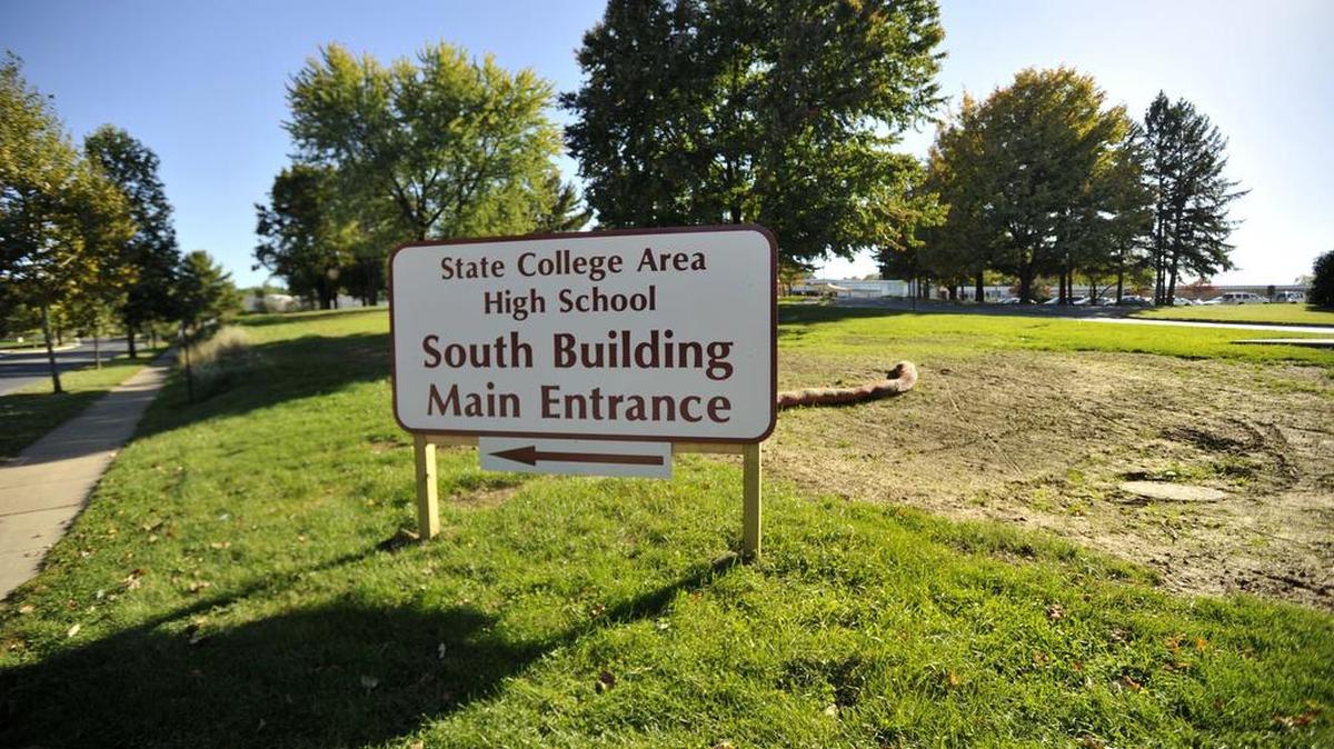 A new entrance has been created during construction of the new State College Area High School October 5, 2015.