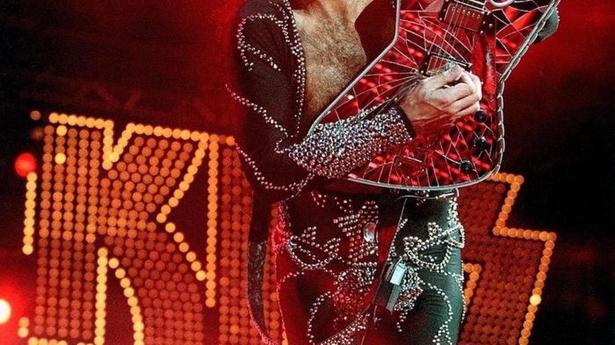 Paul Stanley of KISS performs during the opening song of the “Psycho Circus” tour at the Bryce Jordan Center in 1998.