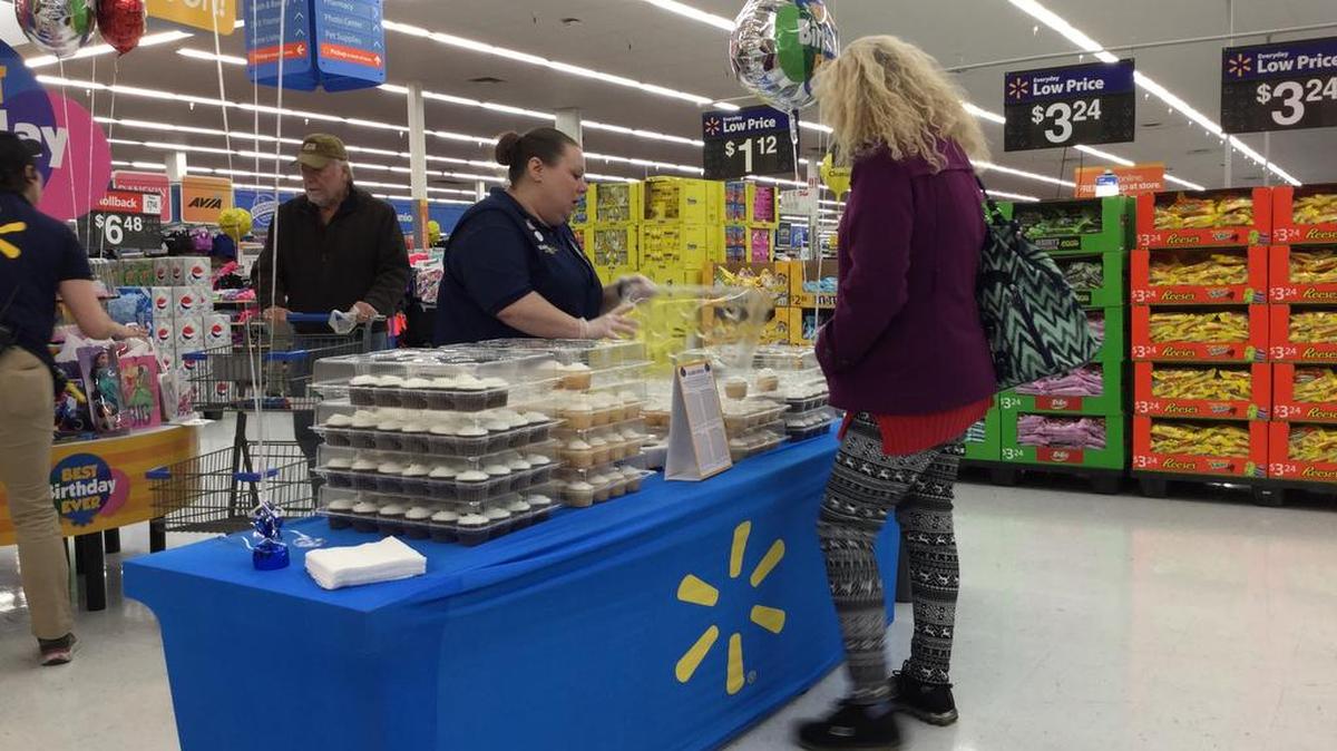 Free cupcakes were given out Sunday at the Benner Pike Wal-Mart, and at Wal-Mart locations across the county, in celebration of all birthdays that will be, or already have been, celebrated this year.