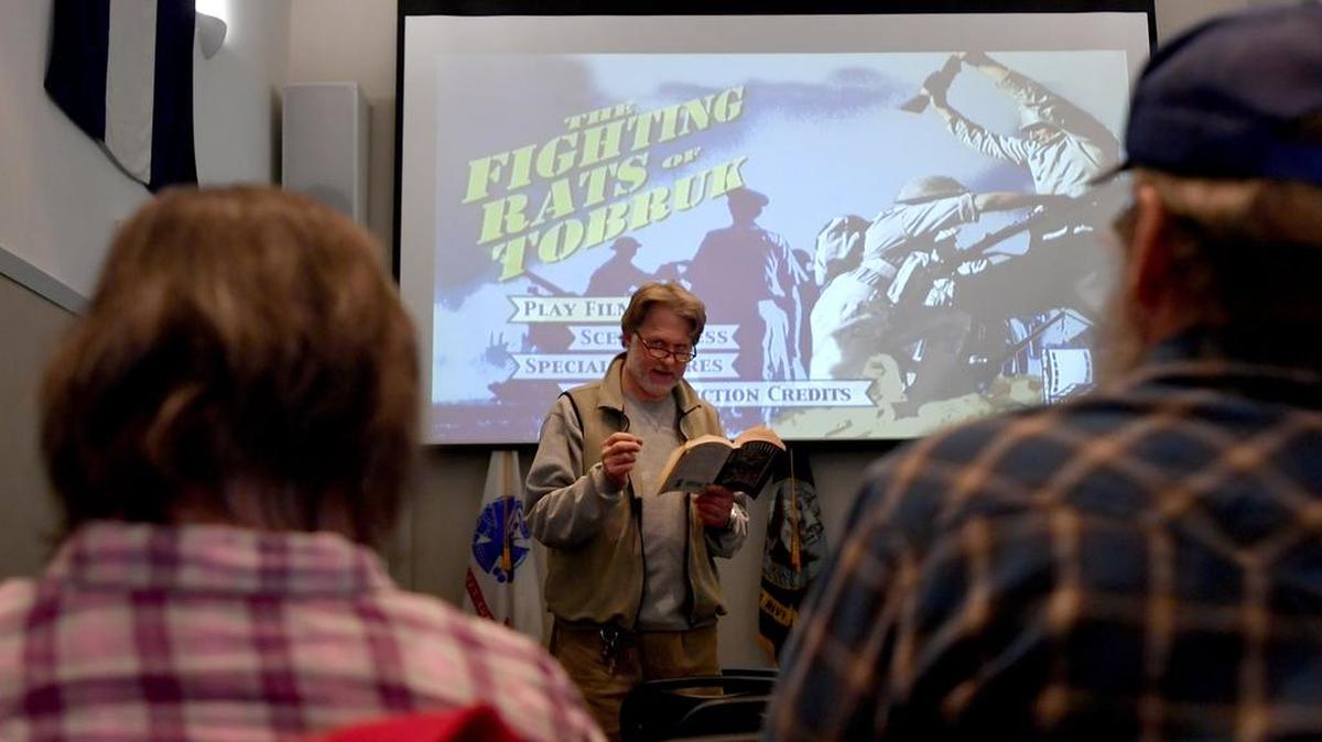 Joe Horvath introduces the film “The Fighting Rats of Tobruk,” as the Pennsylvania Military Museum hosts a Military Madness Movie Festival on as it reopens for the season.