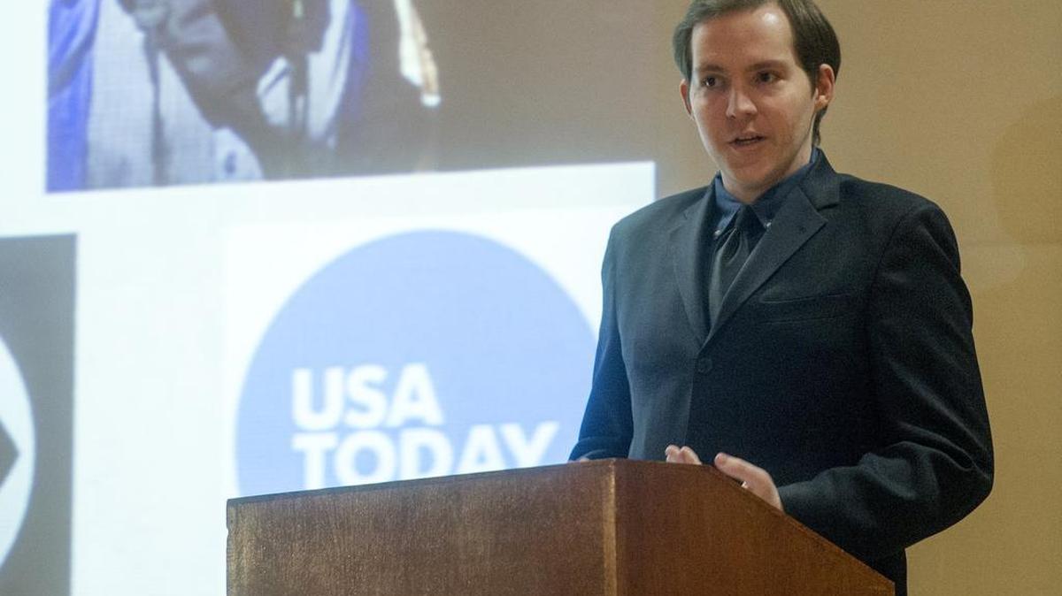 Nationally known autism advocate Kerry Margo speaks about autism at Mount Nittany Middle School on Saturday.