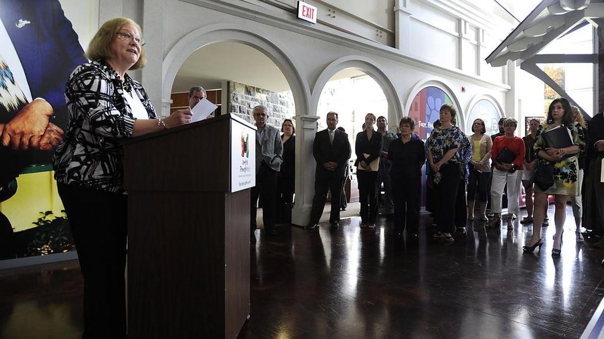 Betsey Howell, executive director of the Central Pennsylvania Convention and Visitors Bureau, speaks during the announcement ceremony for the 2013 Tourism Grant recipients. Applications are being accepted until March 30 for this year’s grants.