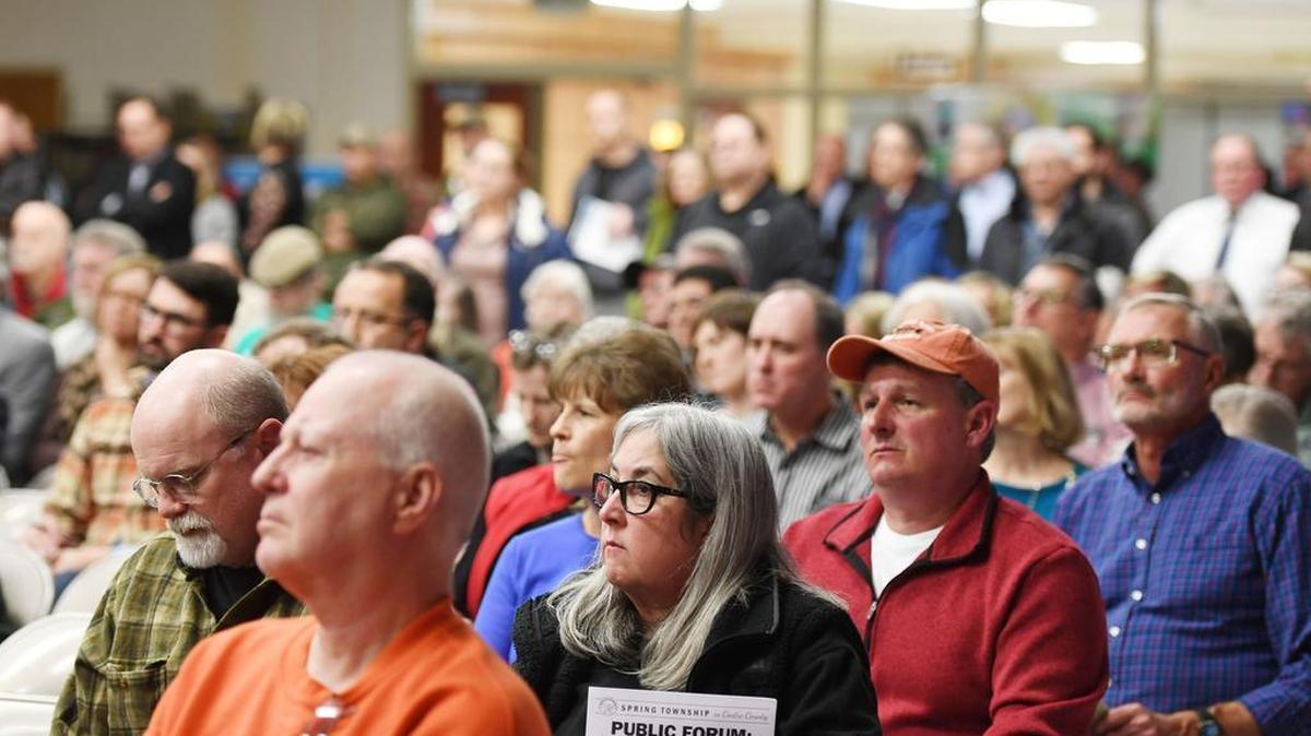 Local residents attend a Nestle Waters public information session Monday, March 12, 2018 at the Central PA Institute of Science and Technology.