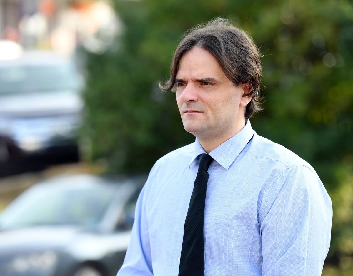 Matthew Sheffer arrives for his first trial on Aug. 15, 2018 at the Centre County Courthouse.