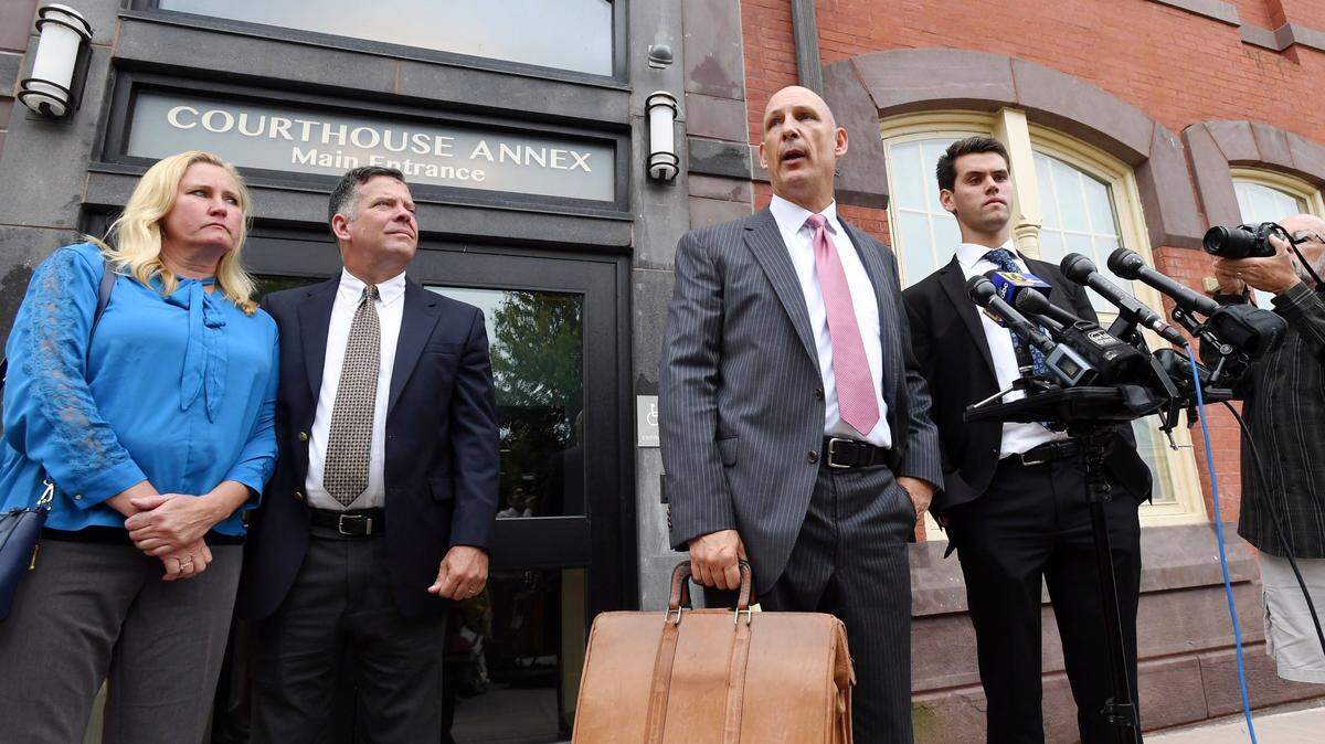 Ryan Burke’s attorney, Philip Masorti, speaks to the press after Burke’s sentencing on Tuesday, July 31, 2018 at the Centre County Courthouse Annex.