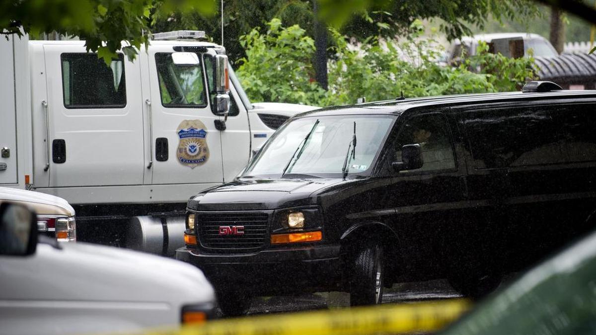 Homeland Security sets up a command center in State College, Pa., on June 12, 2014, during a federal investigation of numerous restaurants.