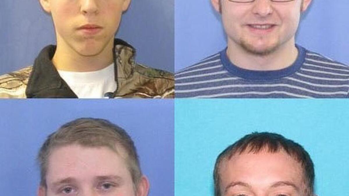 Clockwise from top left: Samuel Connor, Hunter Harris, Kenneth Moore and Justin Varner were all charged with arson. They are all volunteer firefighters in Centre and Clearfield counties.