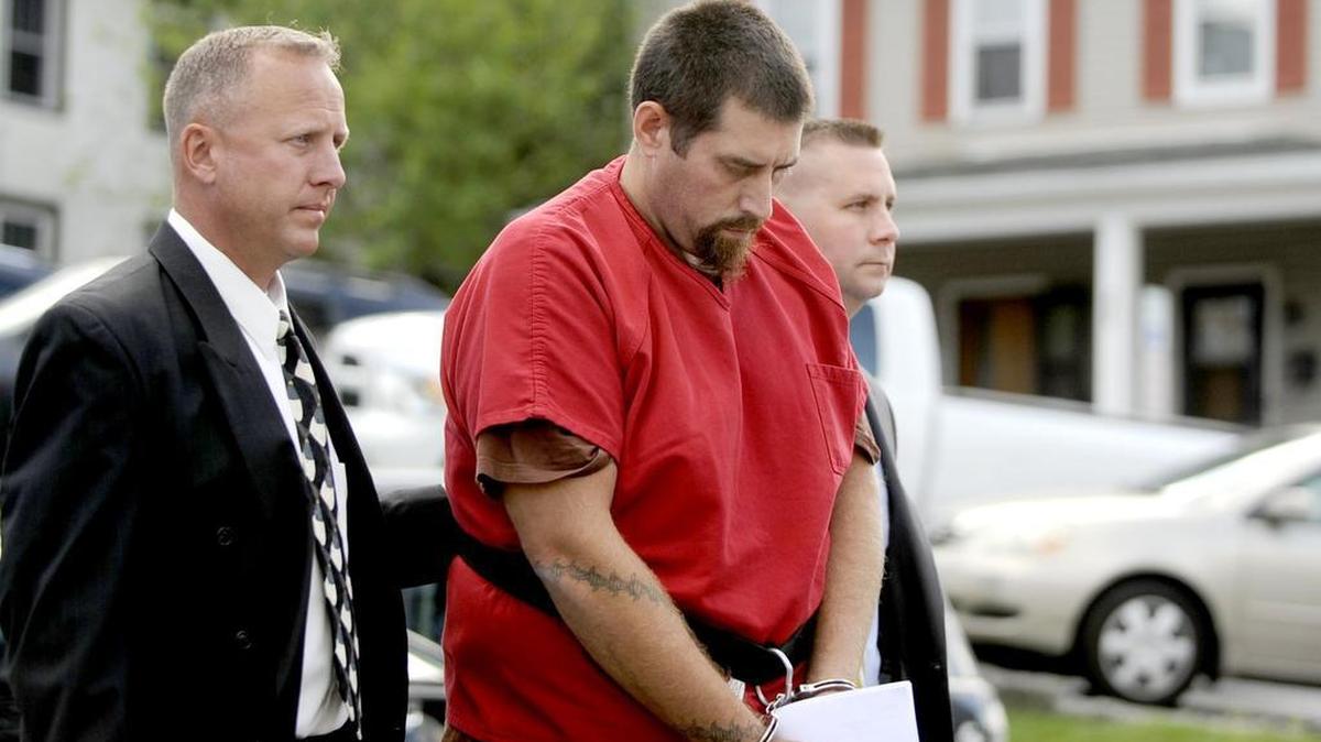 Matthew Dreibelbis enters the Centre County Courthouse in Bellefonte in August for his preliminary hearing on murder charges.