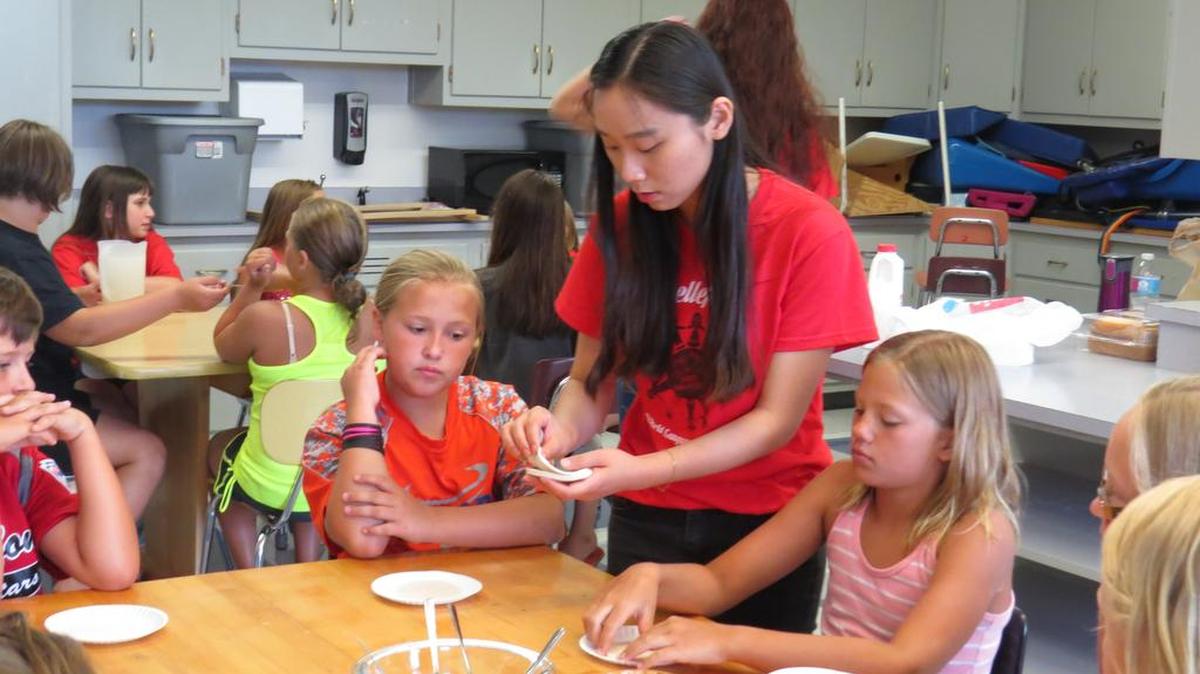 Bellefonte Area School District students learn to make Chinese dumplings during World Languages Camp.