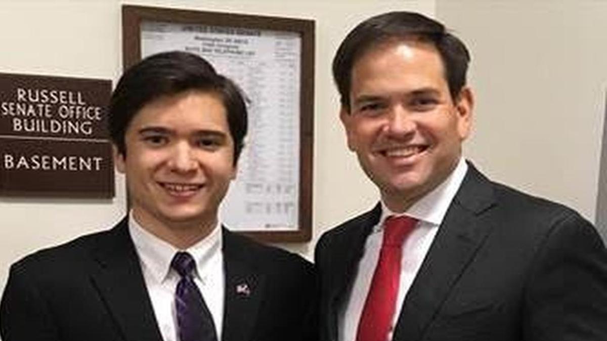 St. Joseph Catholic Academy graduate Jonathan Hayes, left, met Republican Sen. Marco Rubio, of Florida. Hayes has been developing his interest in politics since his graduation from St. Joe’s.
