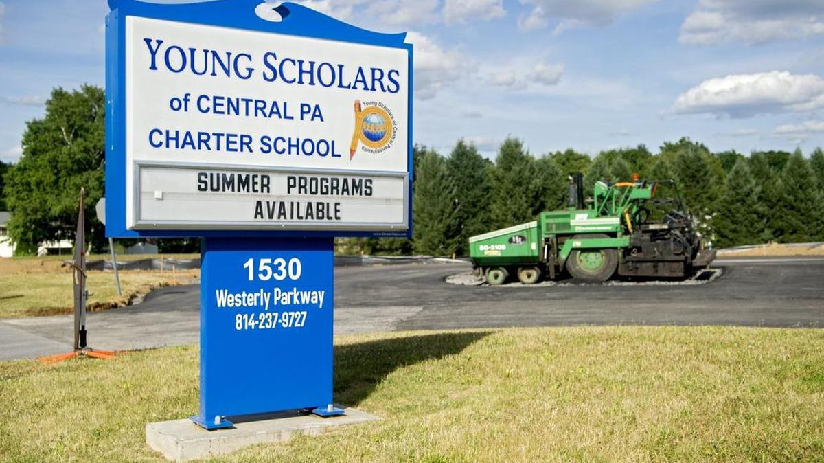 Construction at Young Scholars of Central Pennsylvania Charter School includes parking lot expansion.