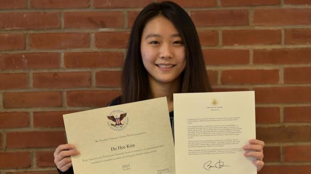 State High senior Dina Kim was given the President’s Volunteer Service Award.