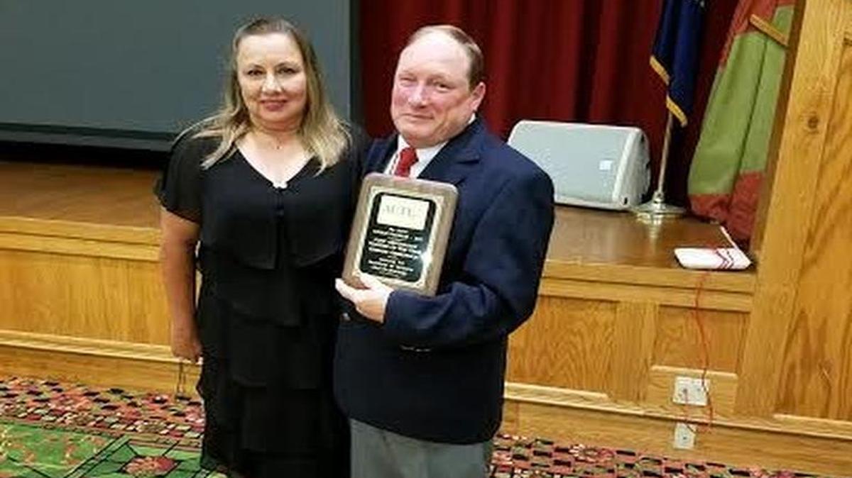 CPI welding instructor Ed Finnefrock, right, pictured with his wife, was named Outstanding Post-Secondary CTE Teacher by the Pennsylvania Association of Career and Technical Education.