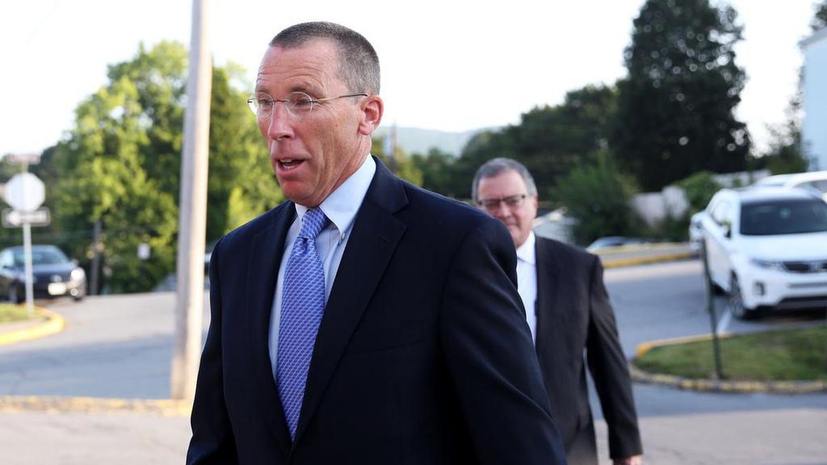 Former Penn State Assistant Athletic Director Tim Bream walks to the courthouse before his hearing in August 2017 in Bellefonte.