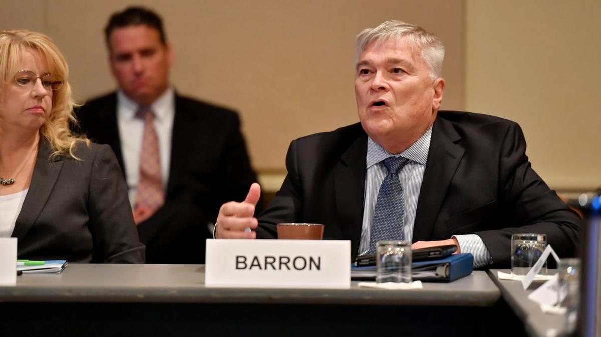 Penn State president Eric Barron talks about Invent Penn State during the Committee on Outreach, Development and Community Relations meeting on Thursday.