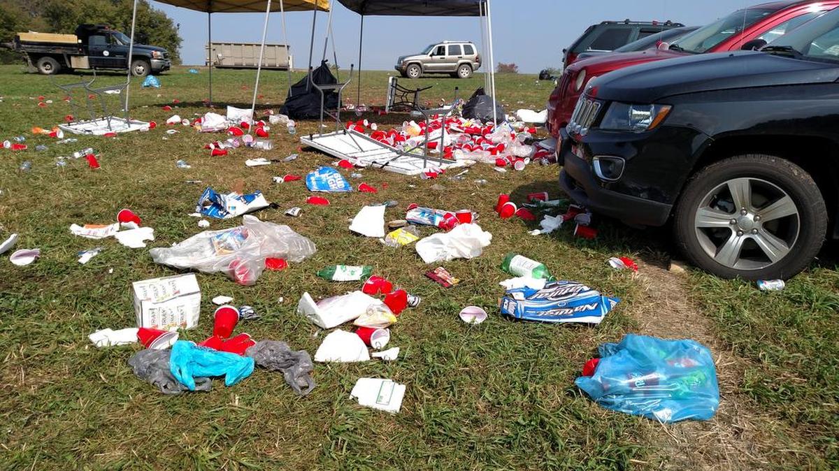 A view of a tailgate after the Penn State-Georgia State game at Beaver Stadium.