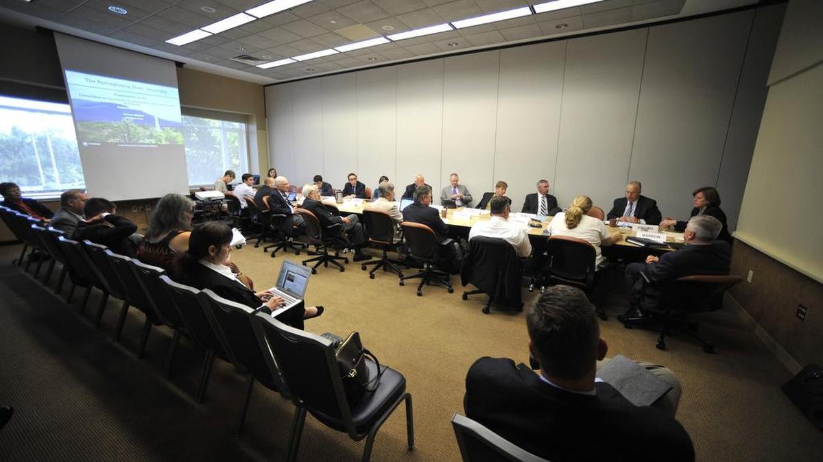 The Penn State board of trustees meets at the Penn Stater Conference Center in 2015.