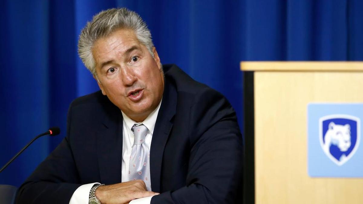 Vice Chairman Mark H. Dambly, answers a question during a Penn State board of trustees meeting Friday on the campus of Penn State Harrisburg in Middletown.