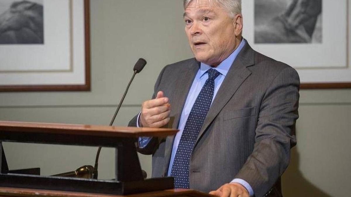 Penn State President Eric Barron addresses the media on May 5 about the death of Beta Theta Pi pledge Timothy Piazza.