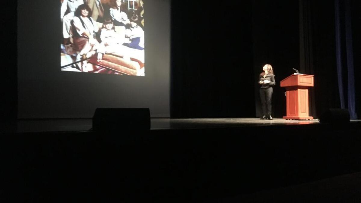 Pulitzer Prize-winning photographer Lynsey Addario speaks about her career on Monday at Penn State.