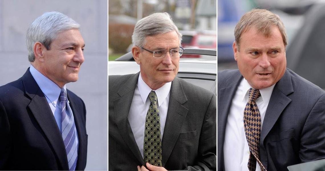 From left: Graham Spanier, Tim Curley and Gary Schultz.
