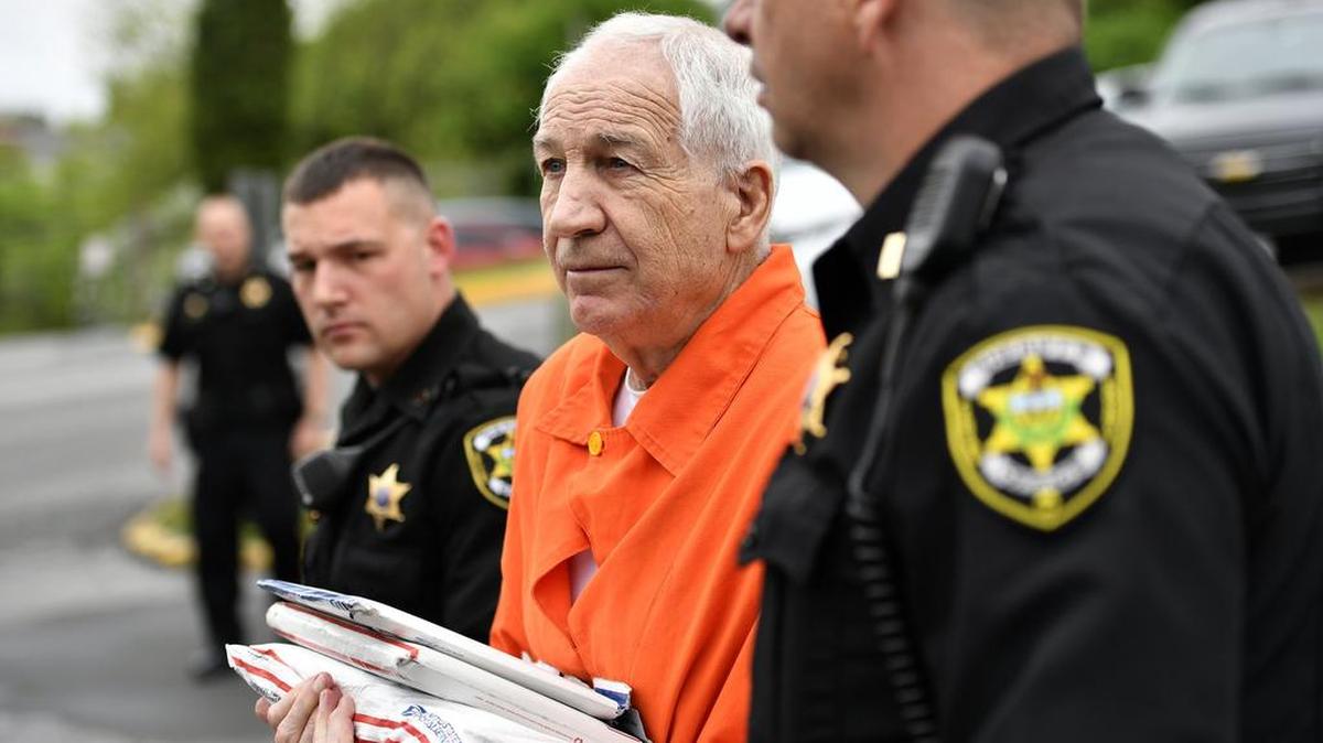 Jerry Sandusky enters the Centre County Courthouse in Bellefonte for a hearing Monday, May 2, 2016. Sandusky has filed a petition under Pennsylvania’s Post Conviction Relief Act, seeking a new trial.