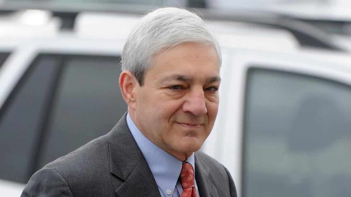 Graham Spanier arrives at his arraignment in Harrisburg, Pa. on Wednesday, November 7, 2012.
