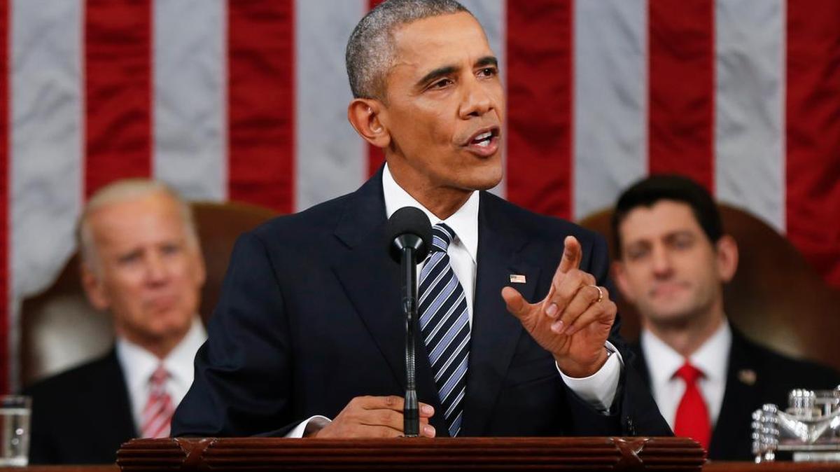 President Barack Obama delivers his State of the Union address to a joint session of Congress on Capitol Hill in Washington, Tuesday, Jan. 12, 2016.