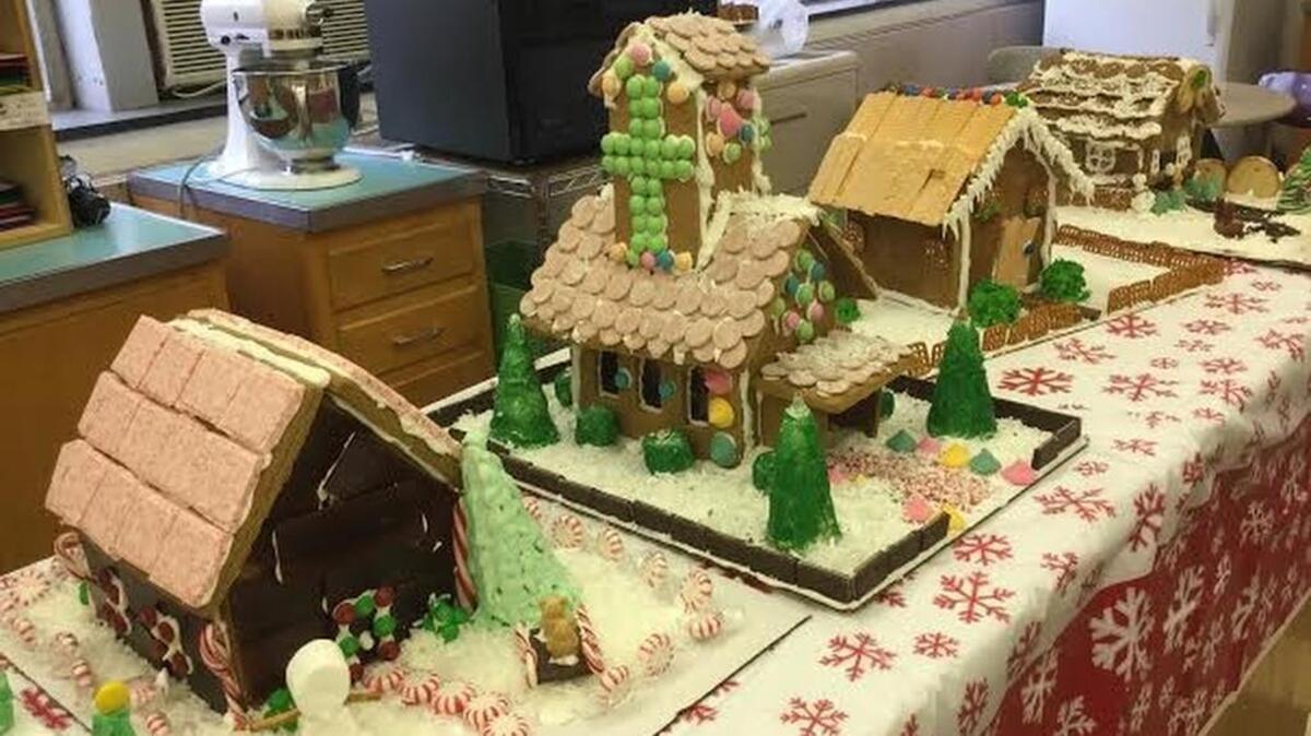 Students in baking 101, an intro to baking class at State College Area High School, made gingerbread houses for a class project. They put their work on display at the school.