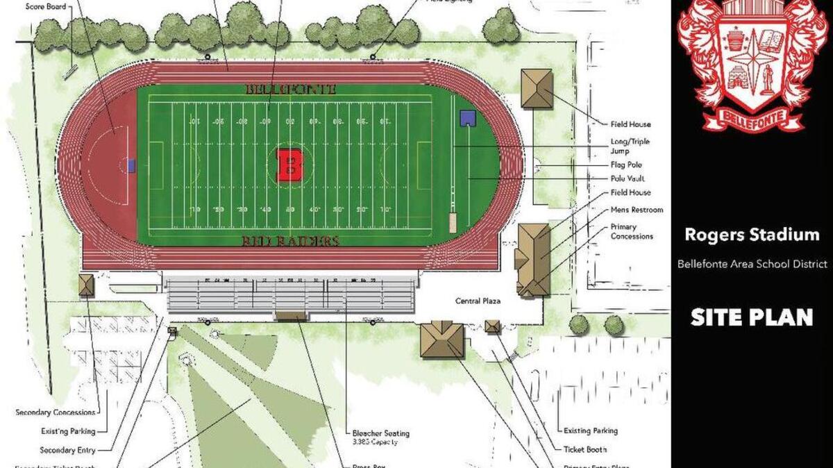 Rendering of Bellefonte Area School District’s Rogers Stadium, which will undergo renovations starting this April.